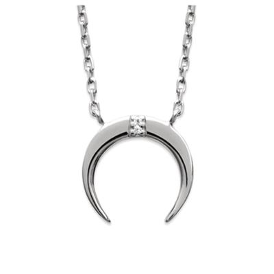 [Q8947] - 'Moon Horn' Silver Necklace (rhodium-plated) - 11x11 Mm