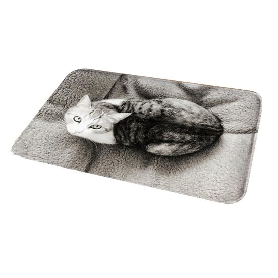 Door Mat Anti-slip 3D Coral Velvet Cat Dog Pattern Floor Mat for Bedroom Door