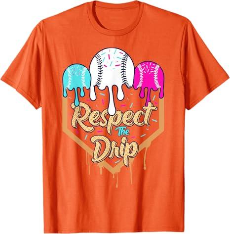 Baseball Drip Boys Ice Cream Waffle Home Plate Respect Dripping TShirt Pink and Blue BaseballDrip Y2k Graphics Saying Tee Tops