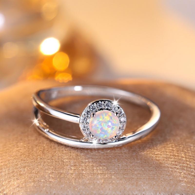 Wish oval Orbo white edge diamond ring simple personality niche ring confession gift no. 5
