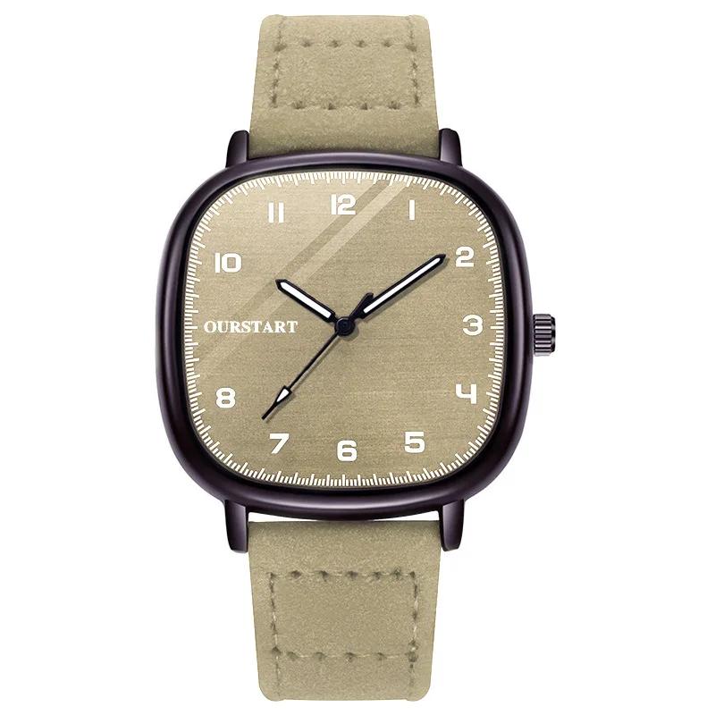 Vintage Square Dial Leather Belt Wristwatch Brand Quartz Watch Youth Student Watch Casual Fashion Men Women Gift Clock