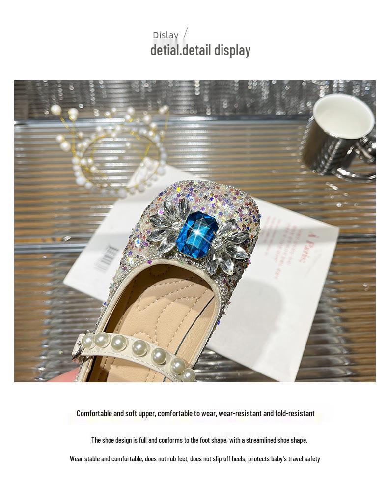 2026 Spring Rhinestone Princess Loafers: Non-slip, Breathable Shoes for Little Girls