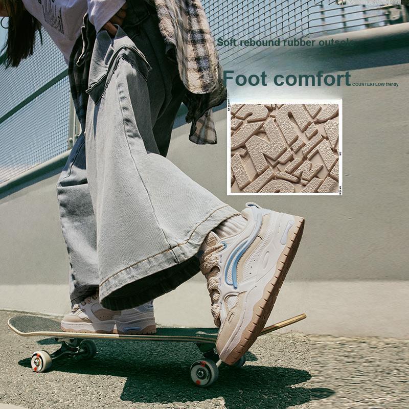 New LiNing CF Reputation Cushioning Anti-Slip And Wear-Resistant Low-Top Casual Shoes Women's Mist White AGCT330-5