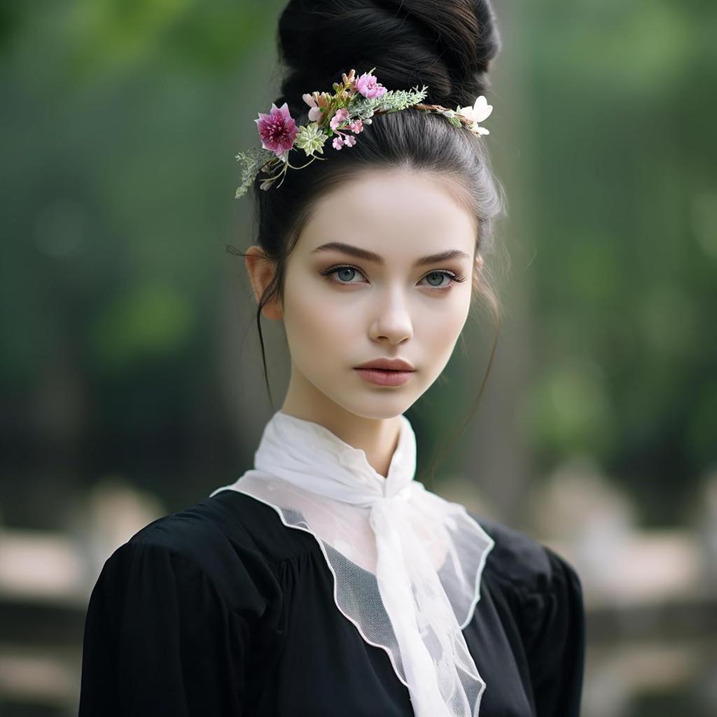 Vine Flower Crown Boho Flower Headband Hair Wreath Floral Halo Headpiece with Ribbon Wedding Party Photos Rosy