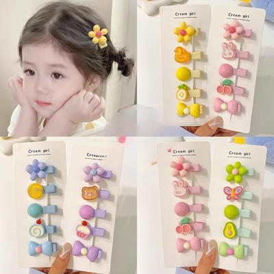 Lot de 5 épingles à cheveux colorées en forme de fleurs pour filles, couvre-chef, pinces à cheveux, barrettes, accessoires de mode pour enfants
