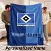 Custom Name Hamburger SV Flannel Throw Blanket Personalized Text Soft Blanket Bed Sofa Gift