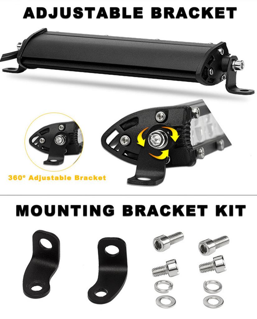 Pair 8''120W 12000LM Aluminum 6D Flood Beam Slim LED Work Light Bar Single Row Car SUV Off Road Lamps New