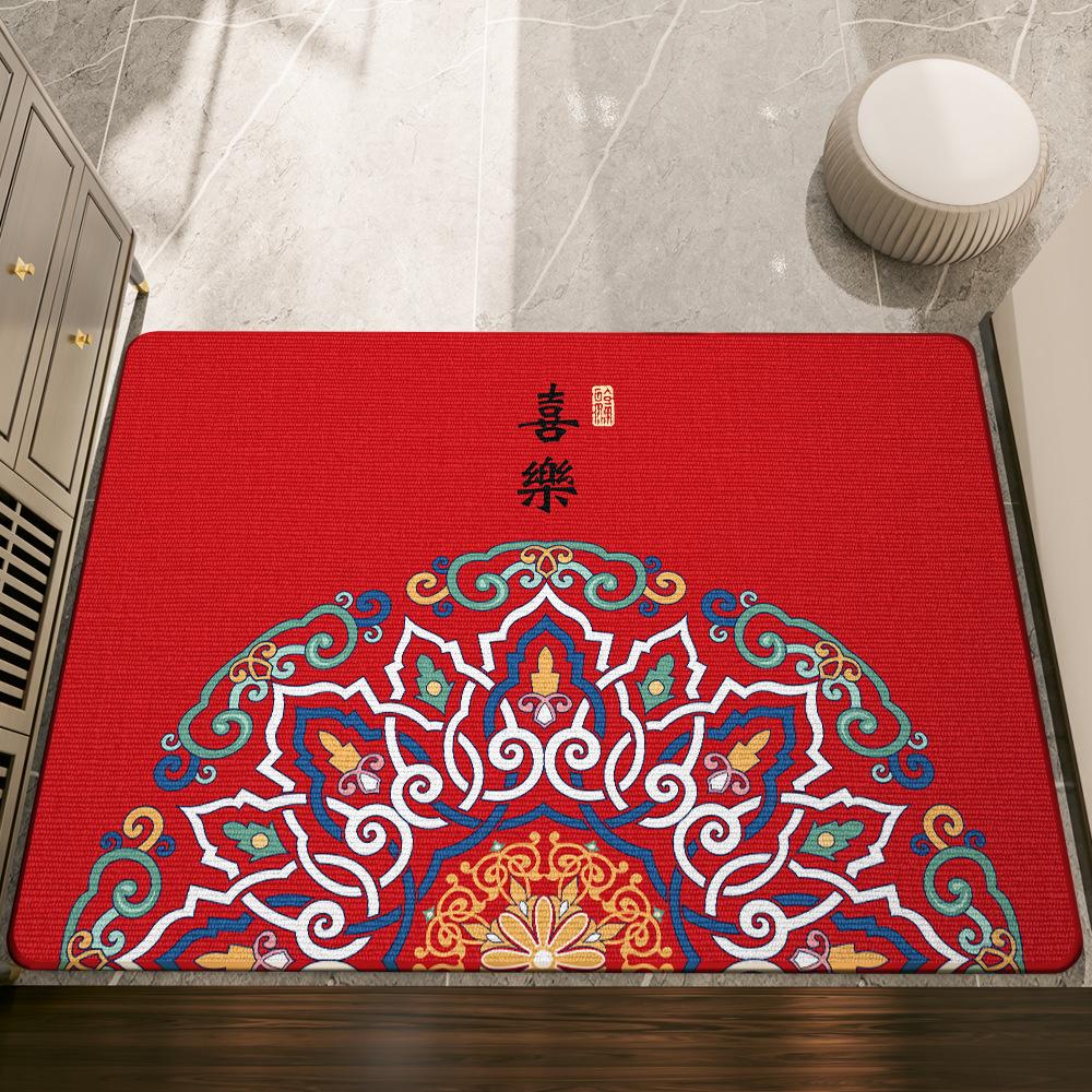 Neujahrsfestliches Rot Zugangssafe Neue Chinesische Eingangstür Fußmatte Hauseingangstür Rutschfeste Matte
