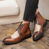 Men New Chelsea Boots Pointed English Style Multi Color Spliced Lace Up Ankle Boots 38-48 Male Boots