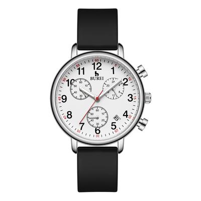 Analog Chronograph Quartz Watch with Date Simple and Stylish Suitable for Nurse Silica Gel Strap Silica [BUREI] Women's Display, Lightweight, Slim,