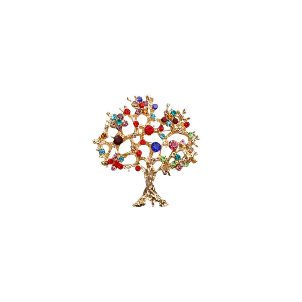 Tree of Life Rhinestone Brooch: Christmas Gift Hat Pin for Women's Formal Dress or Men's Colorful Accessories