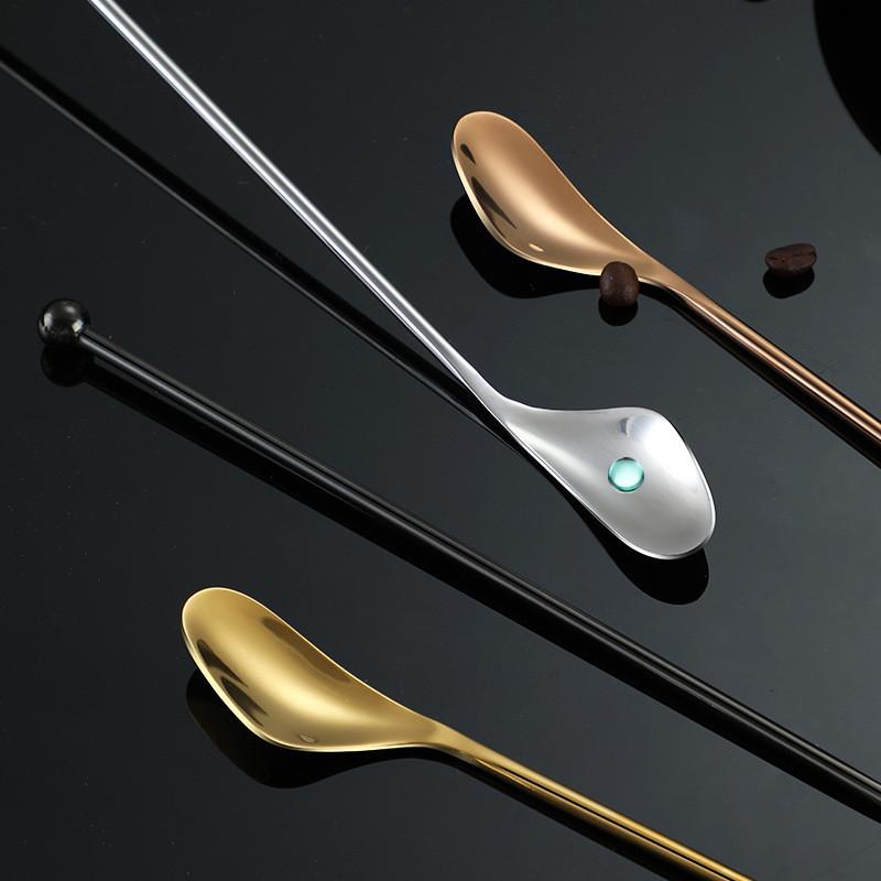 304 Edelstahl Barlöffel mit langem Griff Doppelkopf Bartender Cocktail Swizzle Sticks Rührstab Stick Küchenzubehör