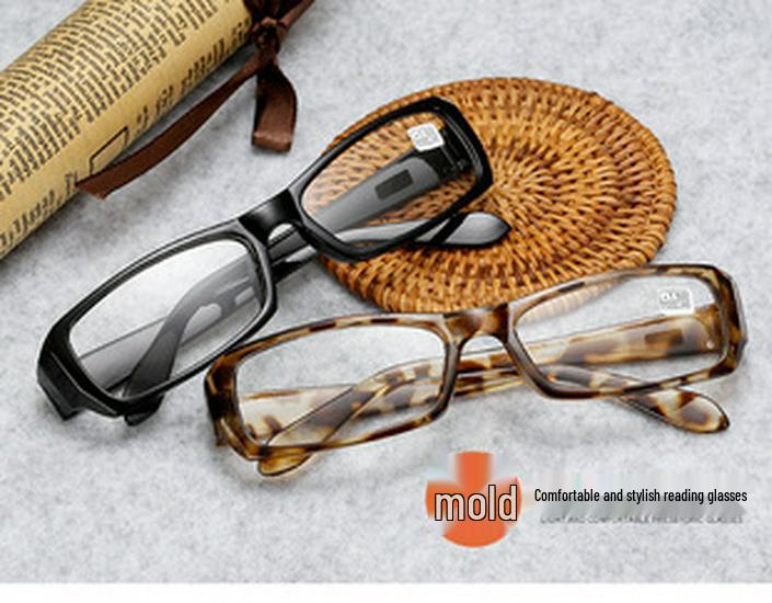 Double-Bridge Retro Metal Square Eyeglasses with Large Frame and Flat Lens