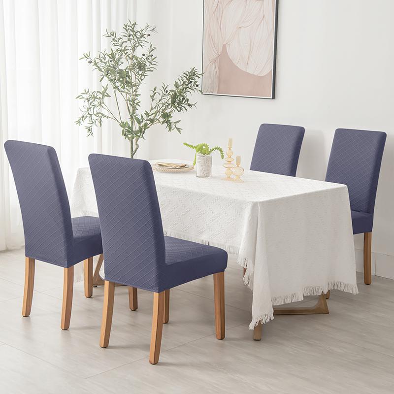 Prismatic Grid Jacquard Chair Cover Stretch Solid Color Chair Covers Dining Room Kitchen Anti -Dirty Anti -Scratch Seat Protectors