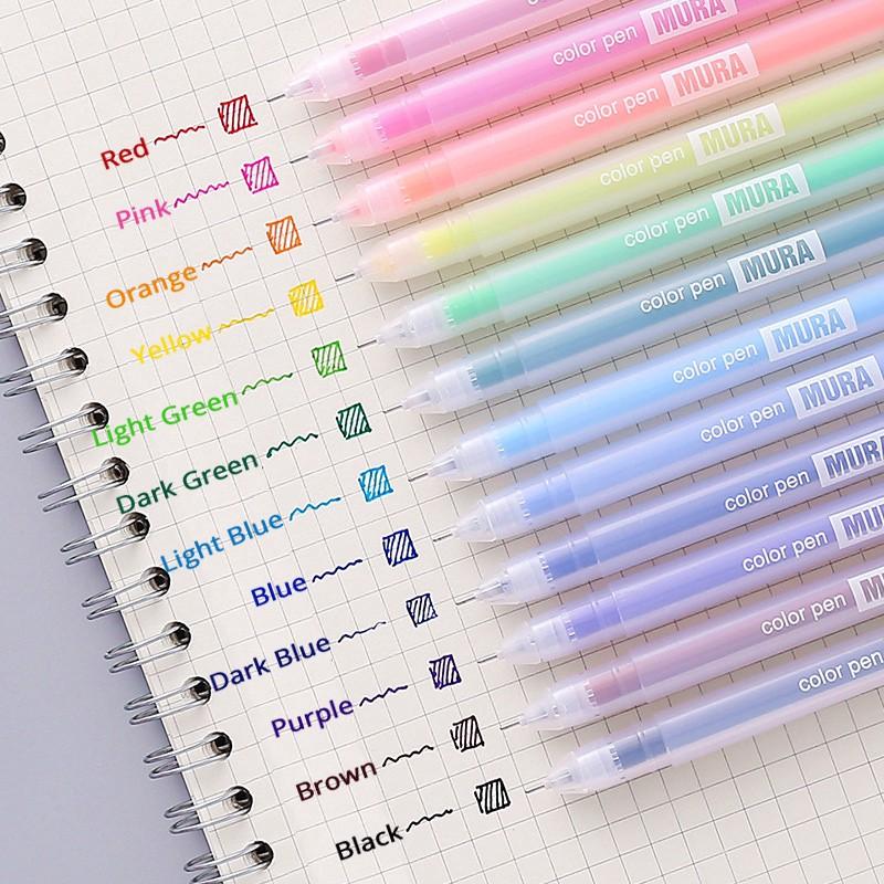 12PCS/Box Color Gel Pen Set Kawaii 0.5mm Ballpoint Pens School Office Supplies Korean Stationery