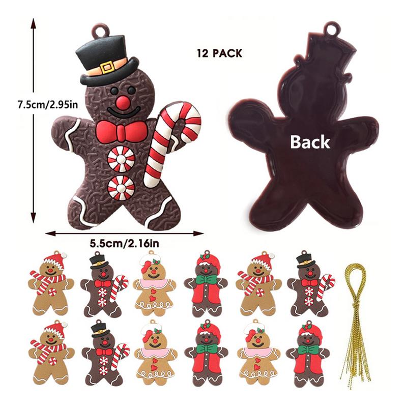 Gingerbread Ornaments For Christmas Tree 12 Pieces Holiday Decoration Farmhouse Tree Decorations For Home School Restaurant Cafe