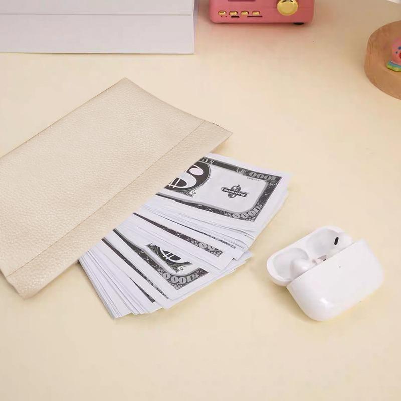 Solid Color Self-closing First-layer PU Leather Long Wallet Passport Driver's License Document Holder Data Cable Cosmetic Bag
