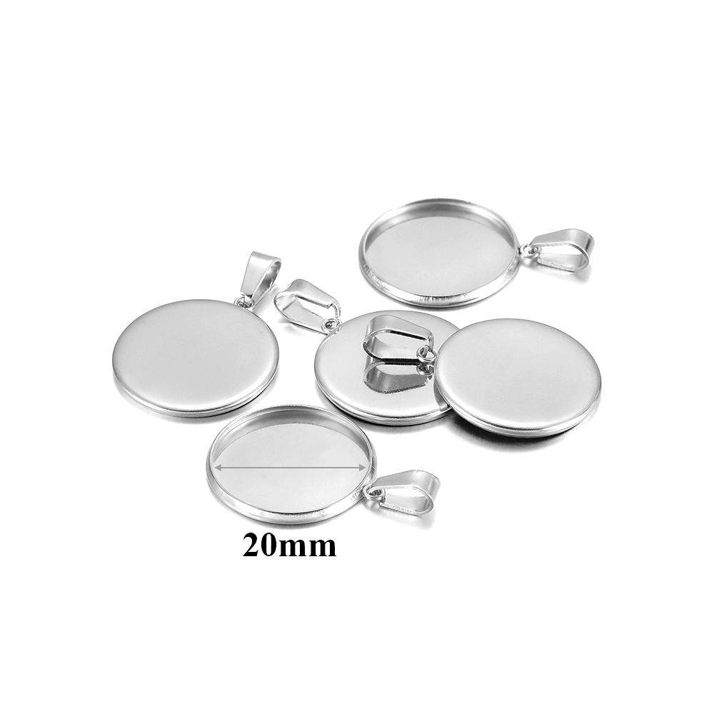 10pcs Fit 10 12 16 20 30mm Stainless Steel BlankCabochon Cameo Base Settings Tray Bezels Pendant Charms for DIY Jewelry Making