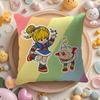 R-Rainbows Cute Brite Cushion Cover Linen Organic Fabric Double-Sided Printing Breathable Pillow Case Sofa Home Decor Gift