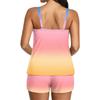 Women’s Printed Tankini Two Piece Swimsuit Sports Swimwear Set with Sleeveless Top and Shorts for Beach Pool
