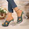 Fashion Summer New 2024 Women Comfortable High Heels Sandals Women Hollow Casual Fashion Beach Shoes Slip On Casual Outdoor Sandals