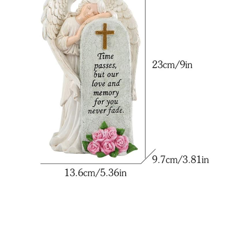 Handcrafted Religious Link Monument Cemetery Ornament Detailed Angel Figure Underweight Resin Sculpture For Gardens
