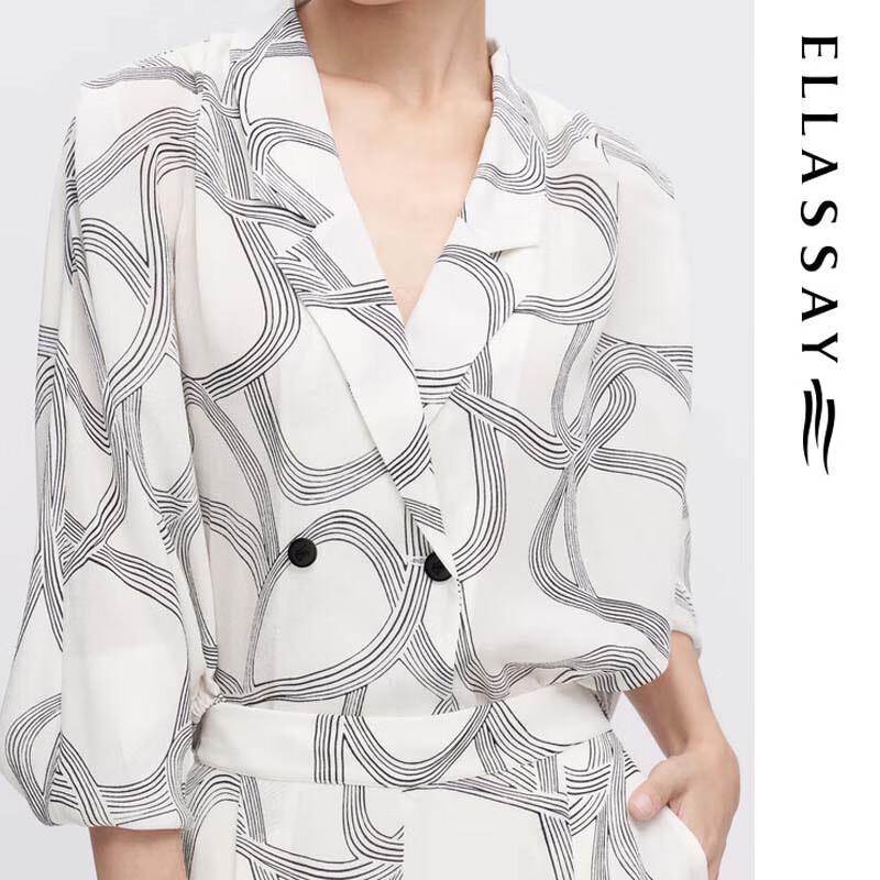 ELLASSAY Women's Mulberry Silk Loose Printed Shirt