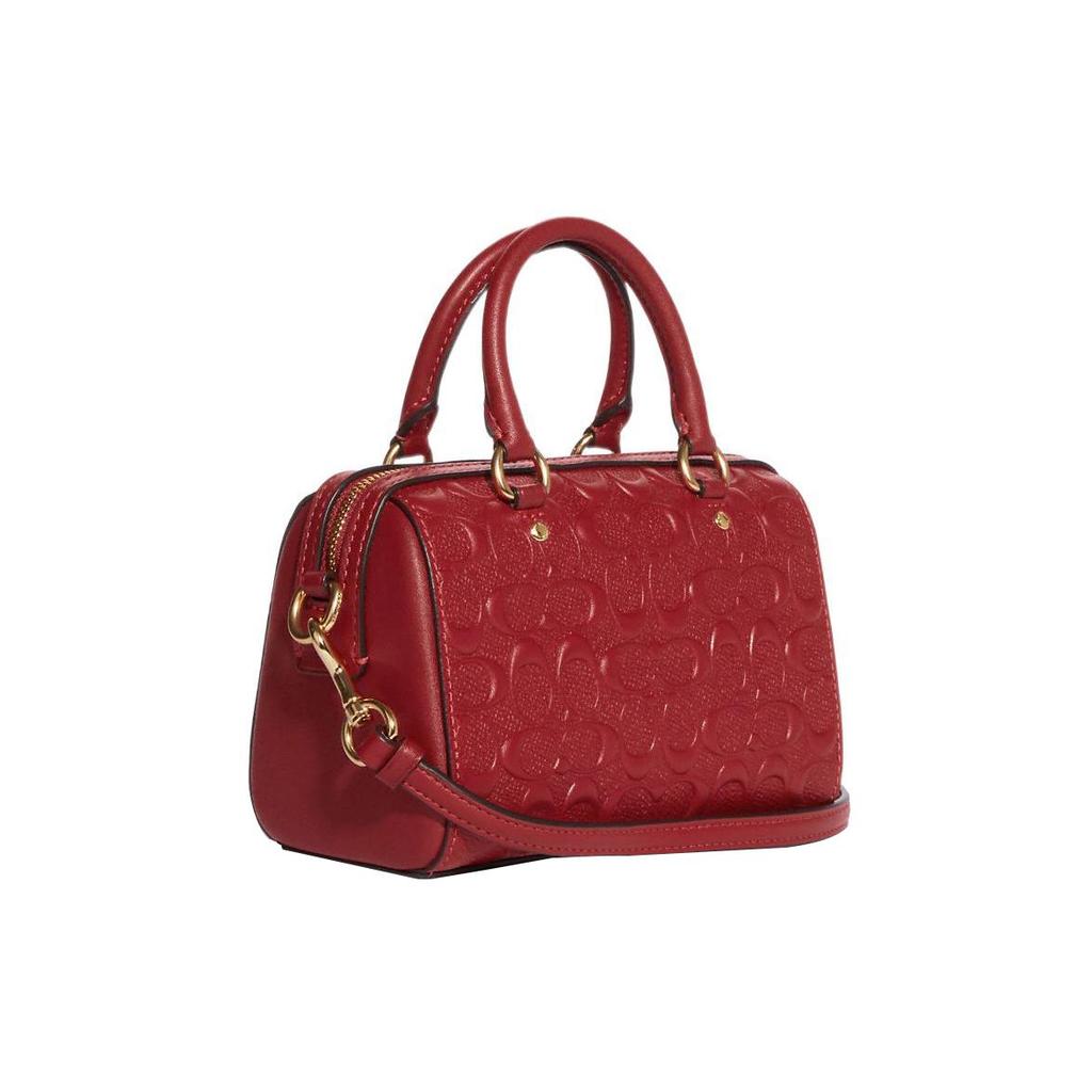 Coach Rowan 15 Signature Embossed Pattern Letter Logo Smooth Calfskin Shoulder Crossbody Tote Mini Women Handbags Red CC944-IMF8Q