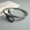 100% Solid 925 Sterling Silver Retro Bracelet for Women Men Vintage Handmade Snake Simple Bracelet Birthday Gift