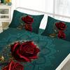 Gothic Rose Pattern Bed Hat Three-Piece Digital Printing Bedroom Room School Dormitory Bedding Decoration