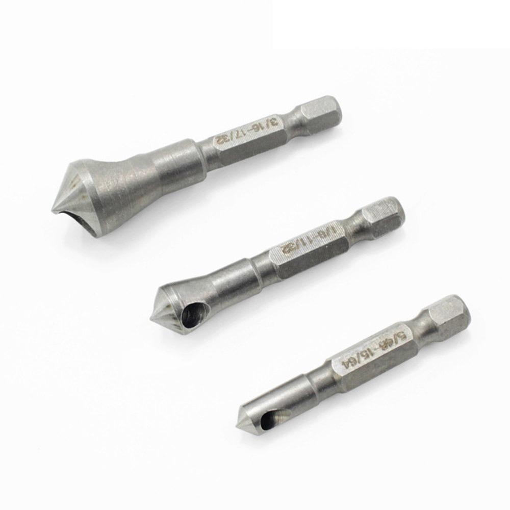 3PCS 90 Degree Countersink Bit Deburring Drill Bits Tapper Hole Cutter Hand Tools Wood Soft Metal Plastic Chamfer Bits