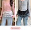 Lace Hem Layered Sweatshirt Skirt - Versatile White Short Skirt & Outerwear Piece