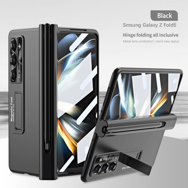 Magnetic Snap-on Case Galaxy Z Fold5 Fold4 Fold3 With Kickstand PC Cover Electroplated Lens Protector