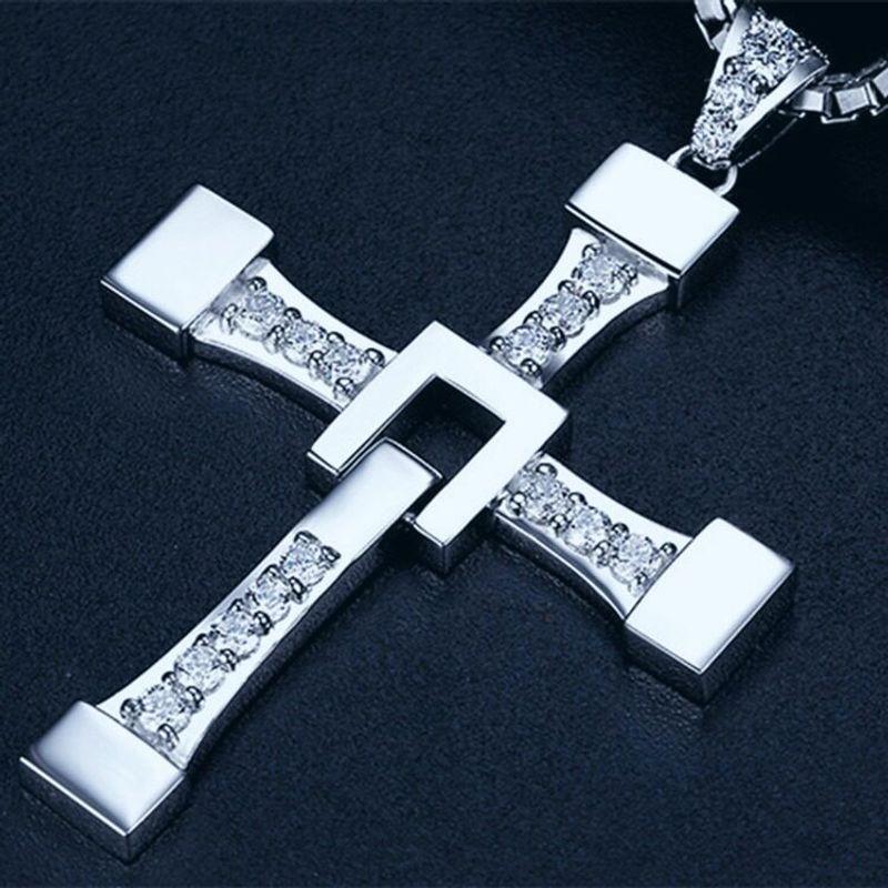 Men's European and American Hipsters Speed and Passion 7 Titanium Steel Necklace Cross Pendant Domineering Men Jewelry Gift
