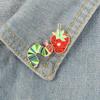 Cute Cartoon Alloy Brooch: Caterpillar & Strawberry Design