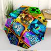 Geometry Dash Print Automatic Open Close Umbrella, Portable Foldable Umbrella, for Outdoor Commute Camping Trip, Ideal Birthday Gift