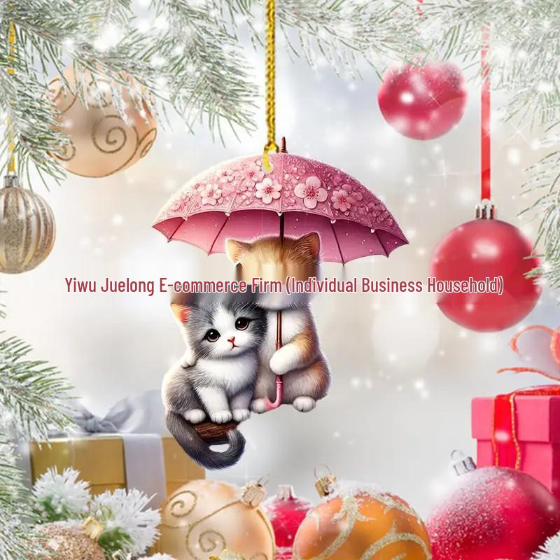 High-Value 2D Acrylic Cat Couple Keyring & Car Pendant