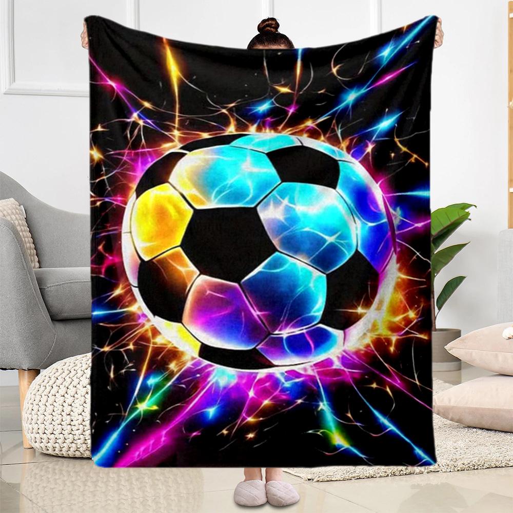 1pc Soccer Ball Blanket Comfortable Soft Lightweight Multi Purpose Blanket Travel Camping Picnics Sofa Office Bed Living Room Gift Friends Family