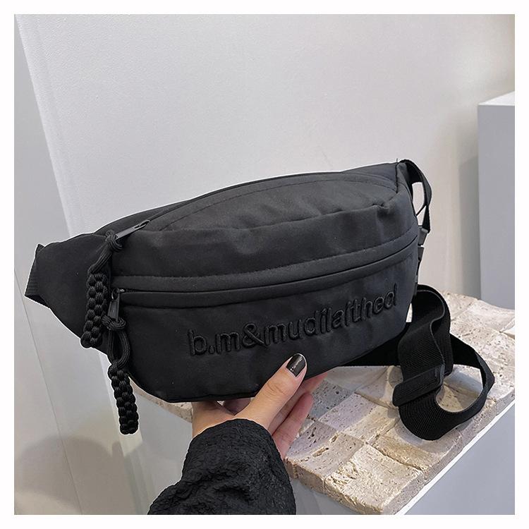 

Уличный тренд однотонная нагрудная сумка весна и лето новая мода повседневная поясная сумка для мужчин и женщин пара сумка-мессенджер женская сумка чёрный