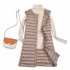 Down vest women's medium and long, thin loose and light hooded vest jacket