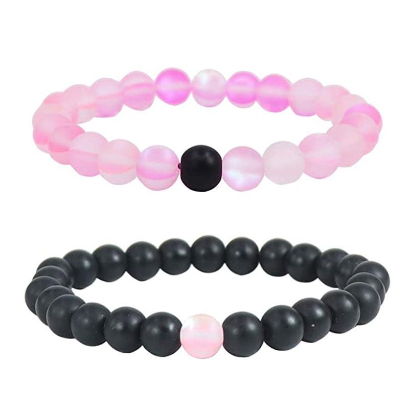 Bracelets de Couple Oeil de Tigre Mat & Pierre d'Agate - Perles de 8mm, Style Étudiant