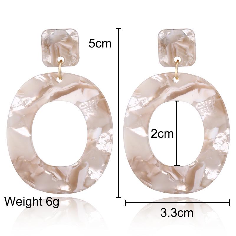 Retro Fashion Simple Acrylic Earrings Geometric Oval Pendant Earrings for Women
