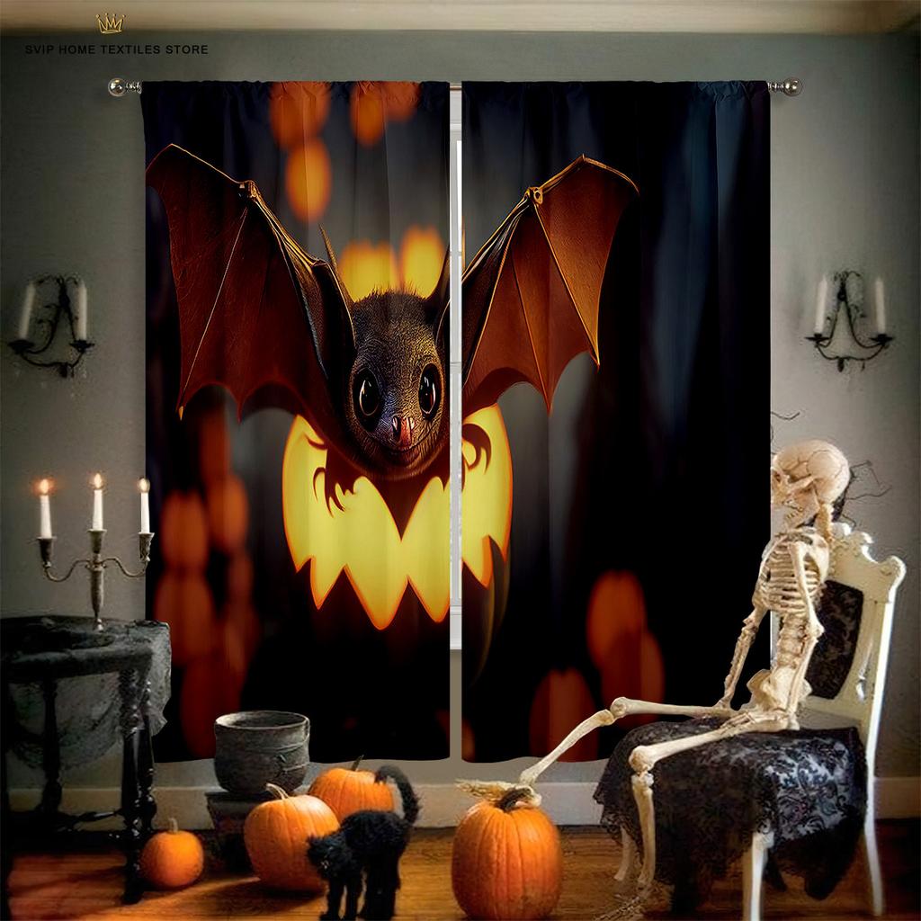 Halloween Horror Curtains, Pumpkin Castle, Holiday Party Decoration, Children's Room, Living Room, Restaurant