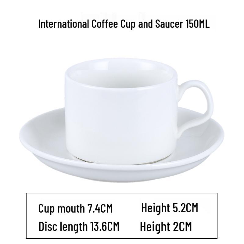 European Latte Art Cappuccino Cup & Saucer Set - White Ceramic Tea/Coffee Cup for Hotel Guest Room