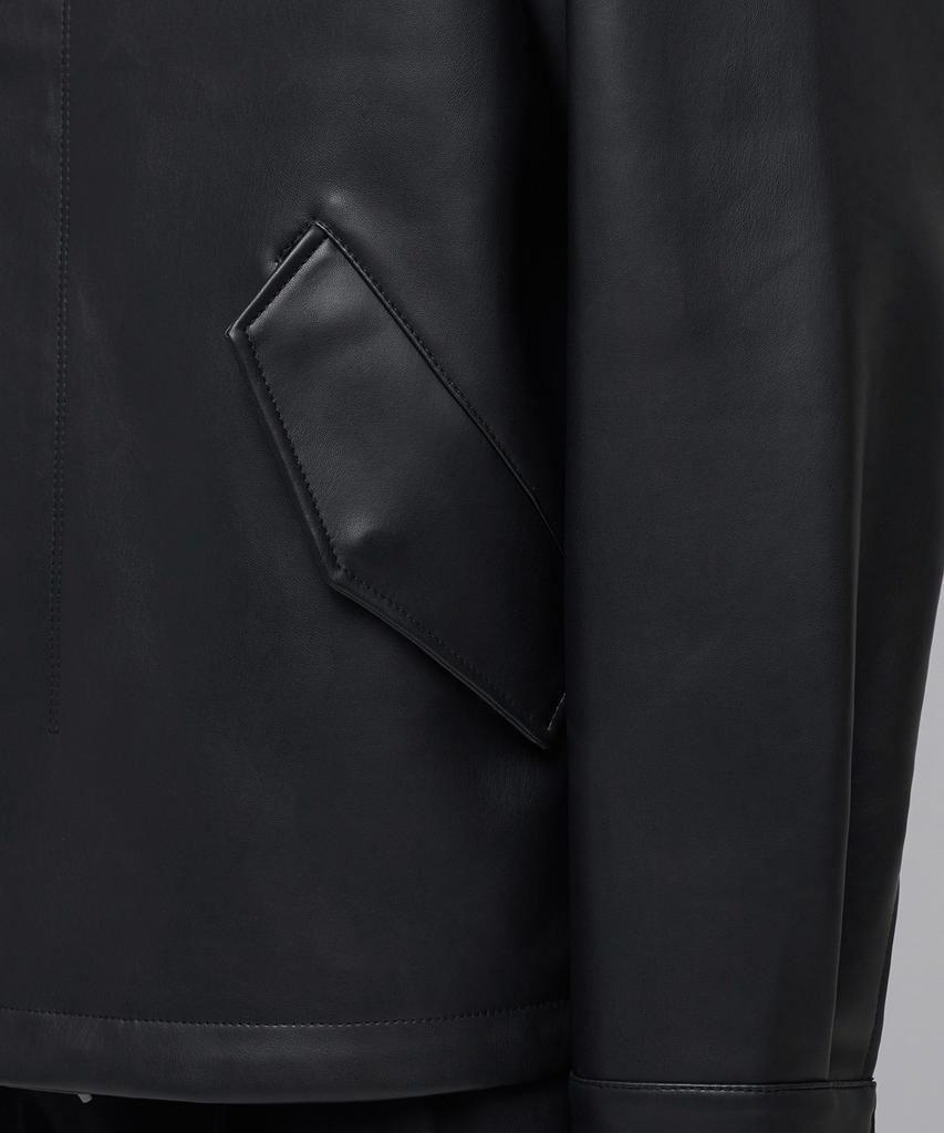 Musinsa Standard Synthetic Leather Oversized Crop Field Jacket [Black]