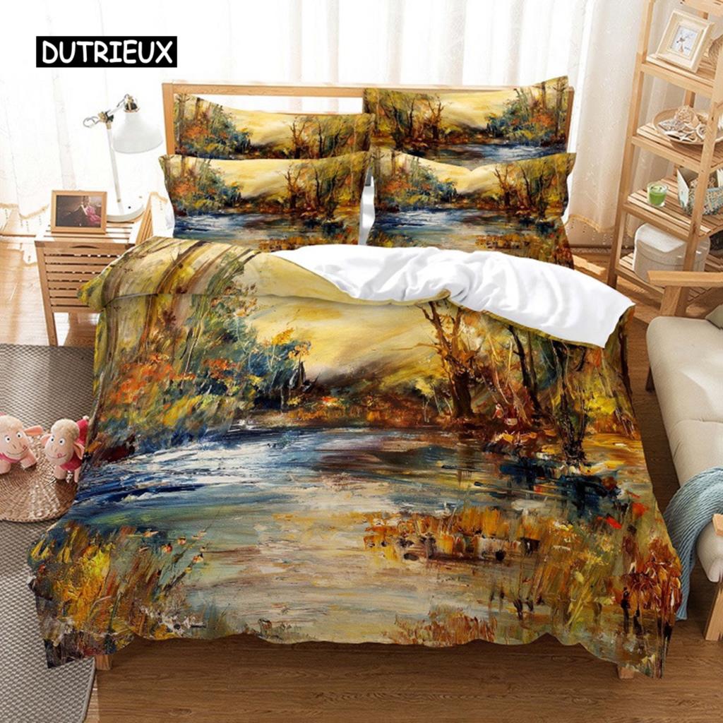 Landscape Painting Bedding Set Duvet Cover Set 3d Bedding Digital Printing Bed Linen Queen Size Bedding Set Fashion Design