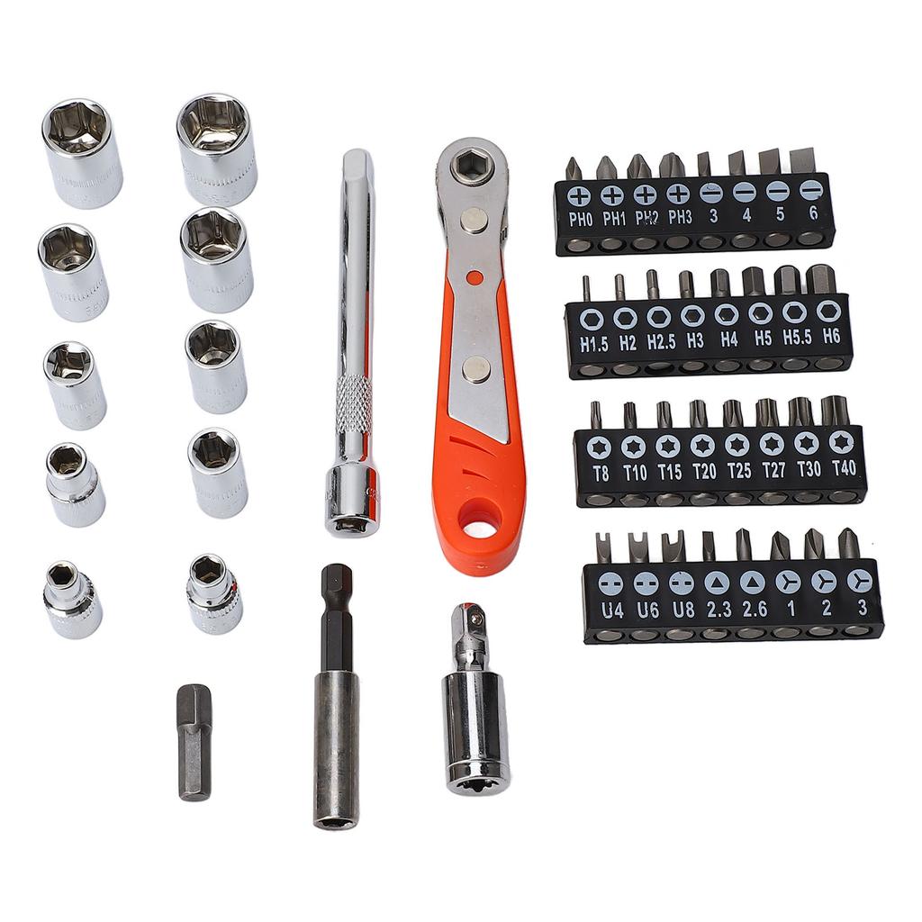 Set 47 Buc. Cheie Clichet Șurubelniță Socluri Acționare 1/4 Inch Biți Șurubelniță Dreaptă Cruce Stea 25mm