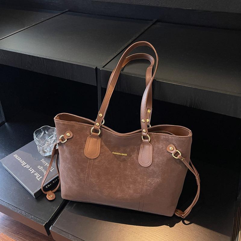 High value tote bag women's new commuter texture retro matte versatile double shoulder underarm shoulder bag