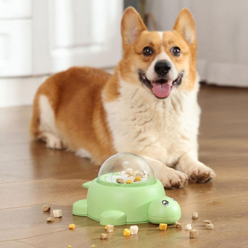 Plastic Rotating Pet Bowl For Dog Featuring Treat Dispensing Animal Feeder Toy Training Design