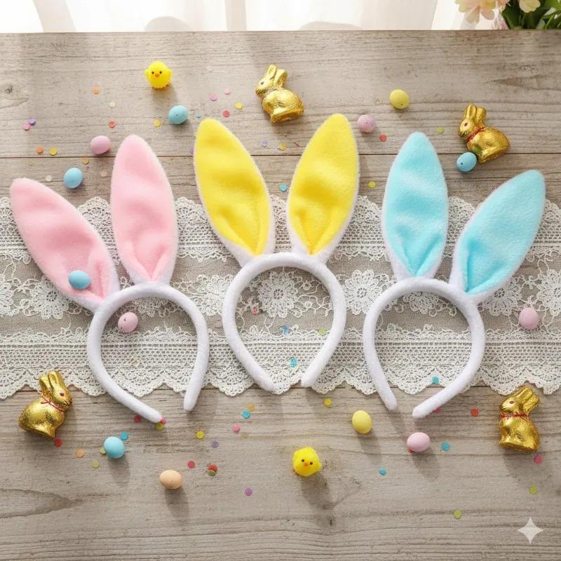 1-10PCS Plush Easter Bunny Ears Headband for Women Rabbit Ears Hairband Cosplay Costume Accessories for Girls and Easter Parties